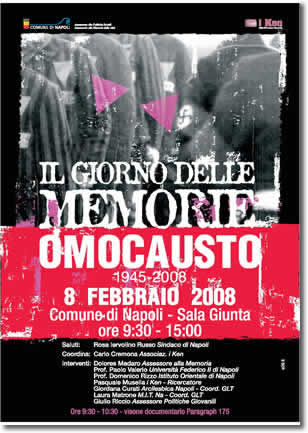 manifesto della giornata di studio "Il giorno delle memorie - Omocausto" 